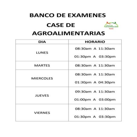 Banco de examenes horario ii c12
