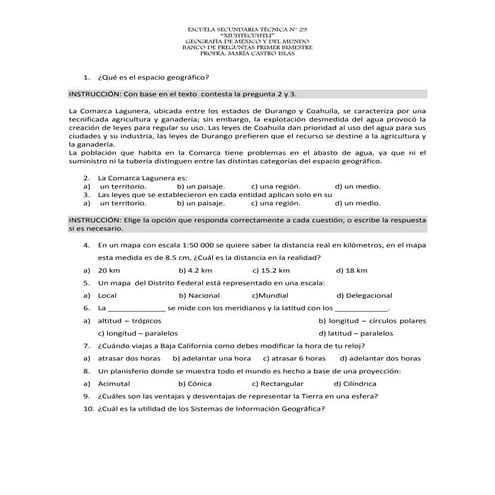 Banco de preguntas bim 1 mary castro