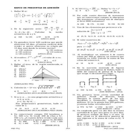 Banco de preguntas de admisión