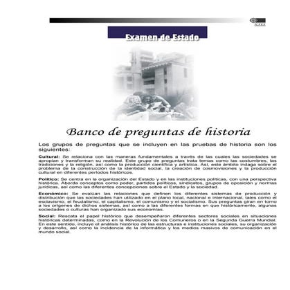 Banco de preguntas historia