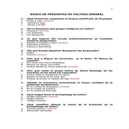 Banco de preguntas para el  Examen Nacional ser bachiller (Ecuador)