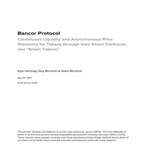 Bancor Protocol - Official White Paper (Blockchain Technology)