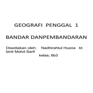 Bandar dan pembandaran