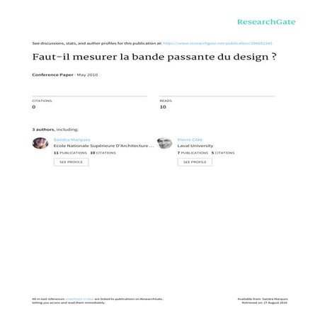 [lecture] Faut-il mesurer la bande passante du design ?
