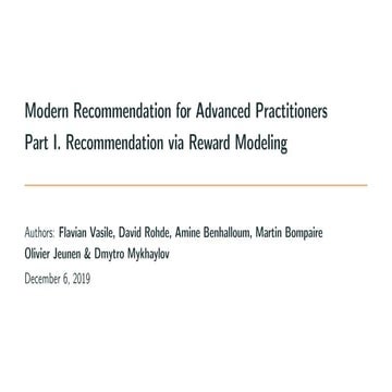 Modern Recommendation for Advanced Practitioners