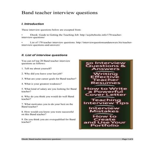 Band teacher interview questions