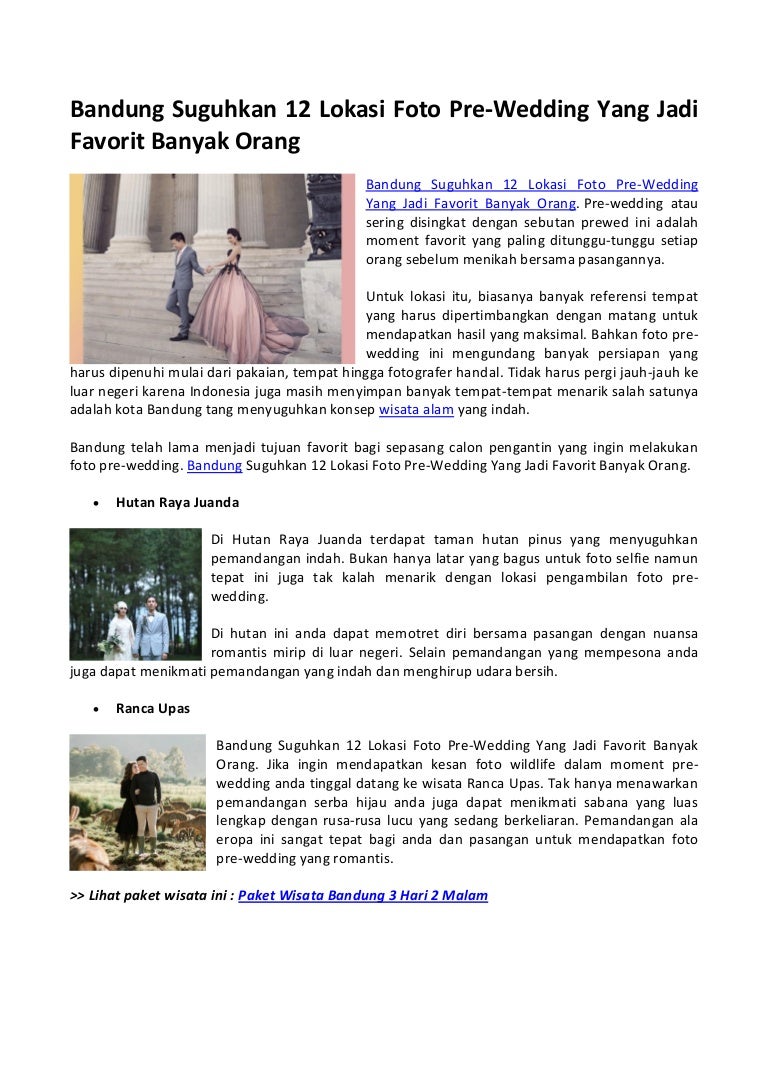 Bandung Suguhkan 12 Lokasi Foto Prewed