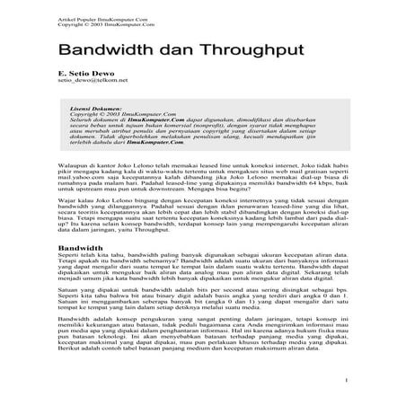 Bandwidth dan throughput