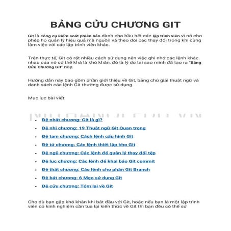 Bang Cuu Chuong Git | NIIT