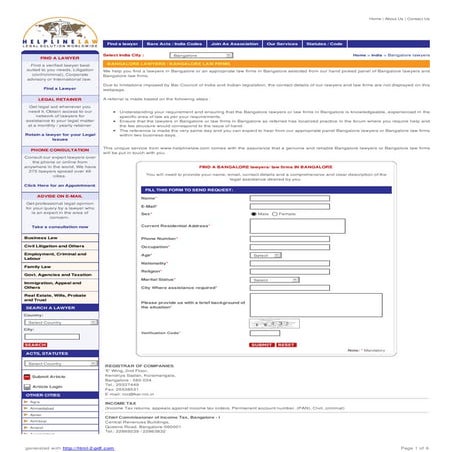 BANGALORE LAWYERS / BANGALORE LAW FIRMS