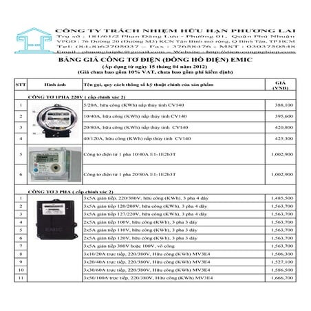 Bang gia cong_to_emic