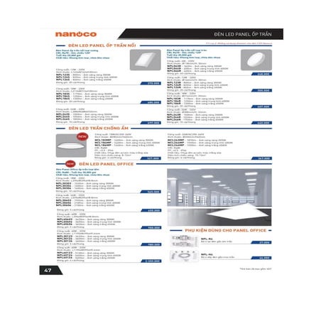 Bảng giá đèn thạch cao ốp trần nanoco 