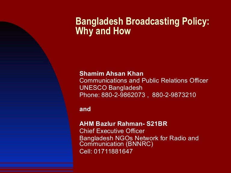 Bangladesh Broadcasting Policy Final