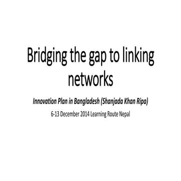 Innovation Plan: Bridging the gap to linking networks. Bangladesh