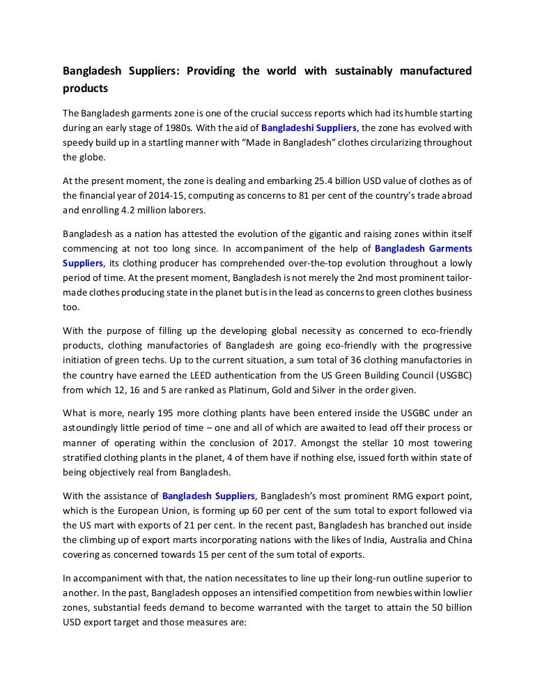 Bangladesh suppliers