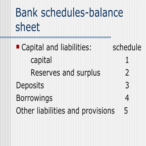 Bank Schedules Balance Sheet | PPT