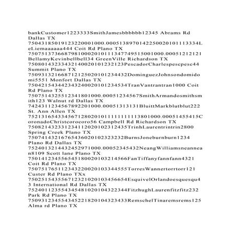 bankCustomer1223333SmithJamesbbbbbb12345 Abrams Rd Dallas TX 75043.docx