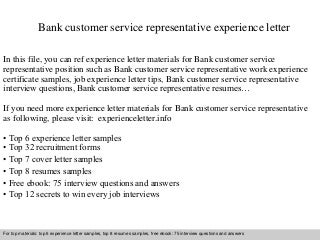 cover letter for bank customer service representative