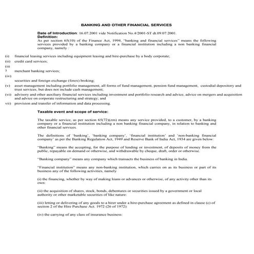 Banking and other financial services