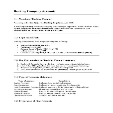 Banking Company Accounts in Corporate Accounting