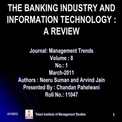 Banking Industry and Information Technology
