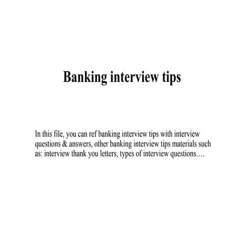 Banking interview tips | PPTX