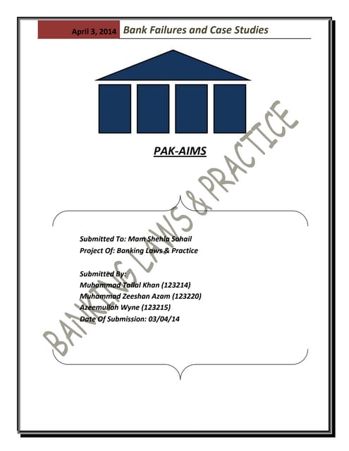 Bank Failures and Case Studies