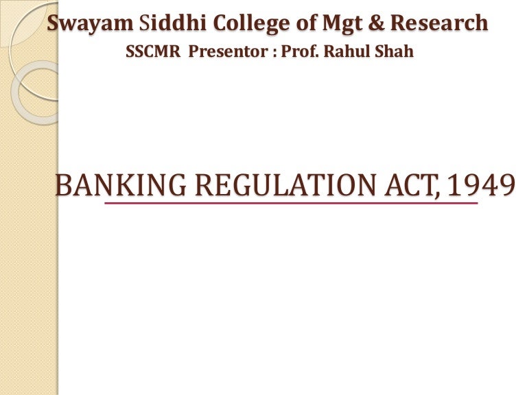 Banking Regulation Act, 1949
