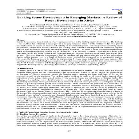 Banking sector developments in emerging markets a review of recent developmen...