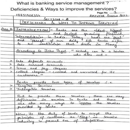 Banking Service Management  | B com 5th sem | Hand written Notes | by  Ritish...