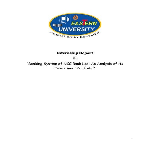 Banking system of ncc bank ltd an analysis of its investment portfolio