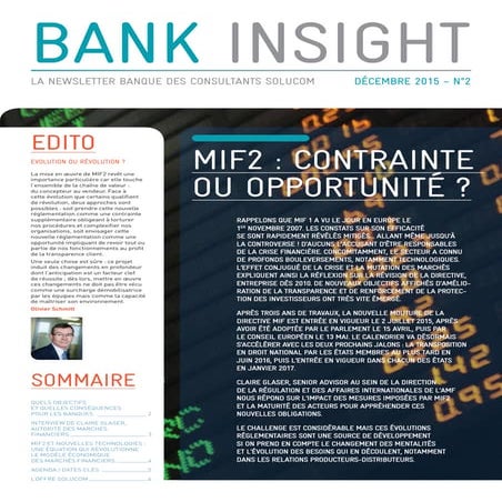 Bank Insight n°2 - MIF2 : contrainte ou opportunité ?