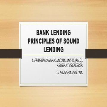 Bank lending and principles of sound lending