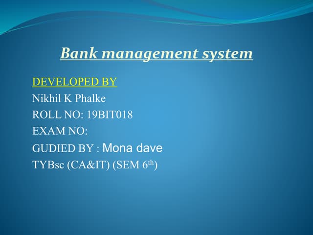 Banking Management System Project documentation | DOCX