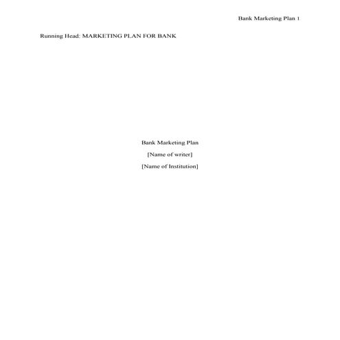 Bank marketing plan 1