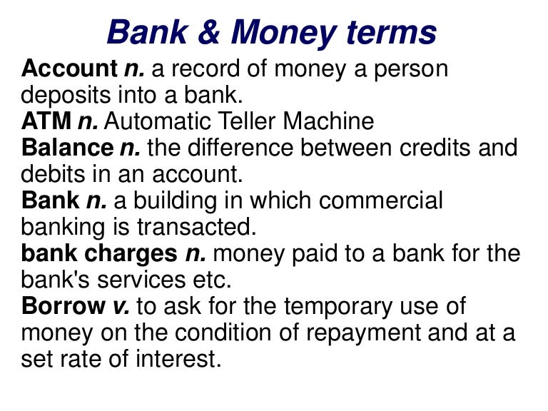 Bank & money vocabulary