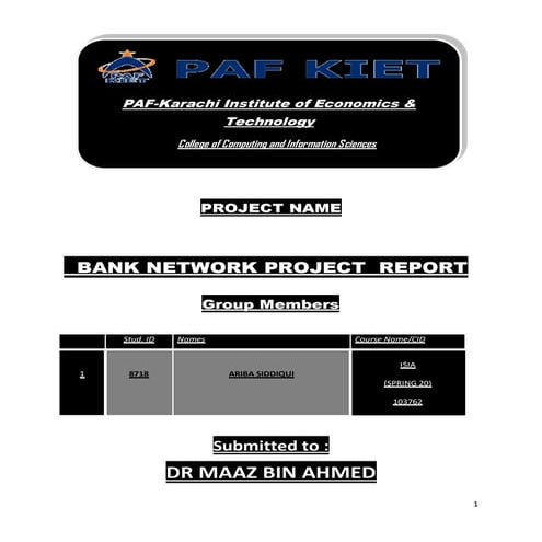 Bank network project report(ariba siddiqui    8718