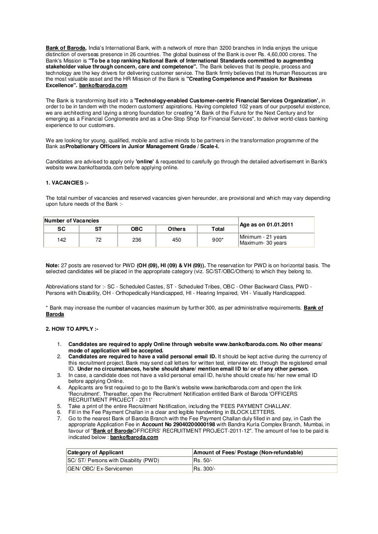 Bank Of Baroda Clerks And Po Recruitment