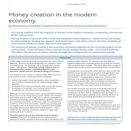 Bank of England Blows the Whistle - True Money Creation