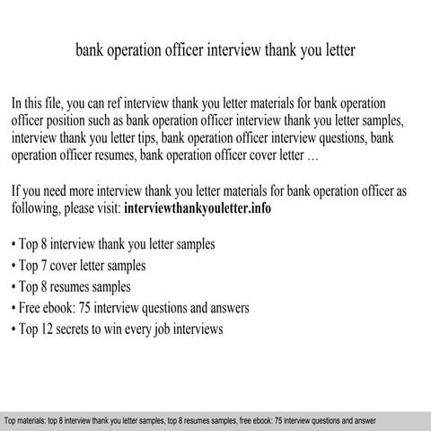 Bank operation officer