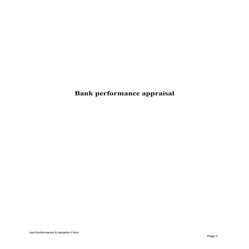Bank performance appraisal