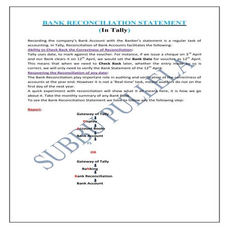 Bank reconciliation statement