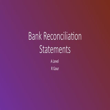 Bank Reconciliation Statements PPT and Exercise