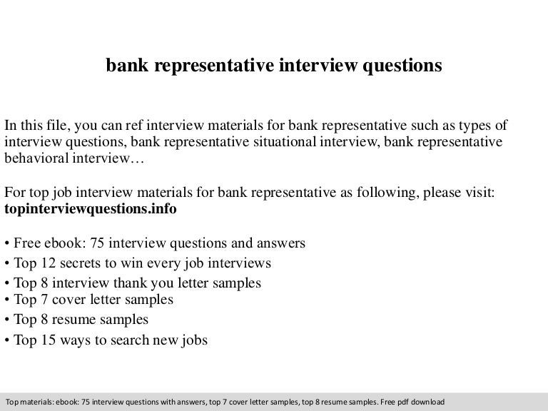 Bank representative interview questions
