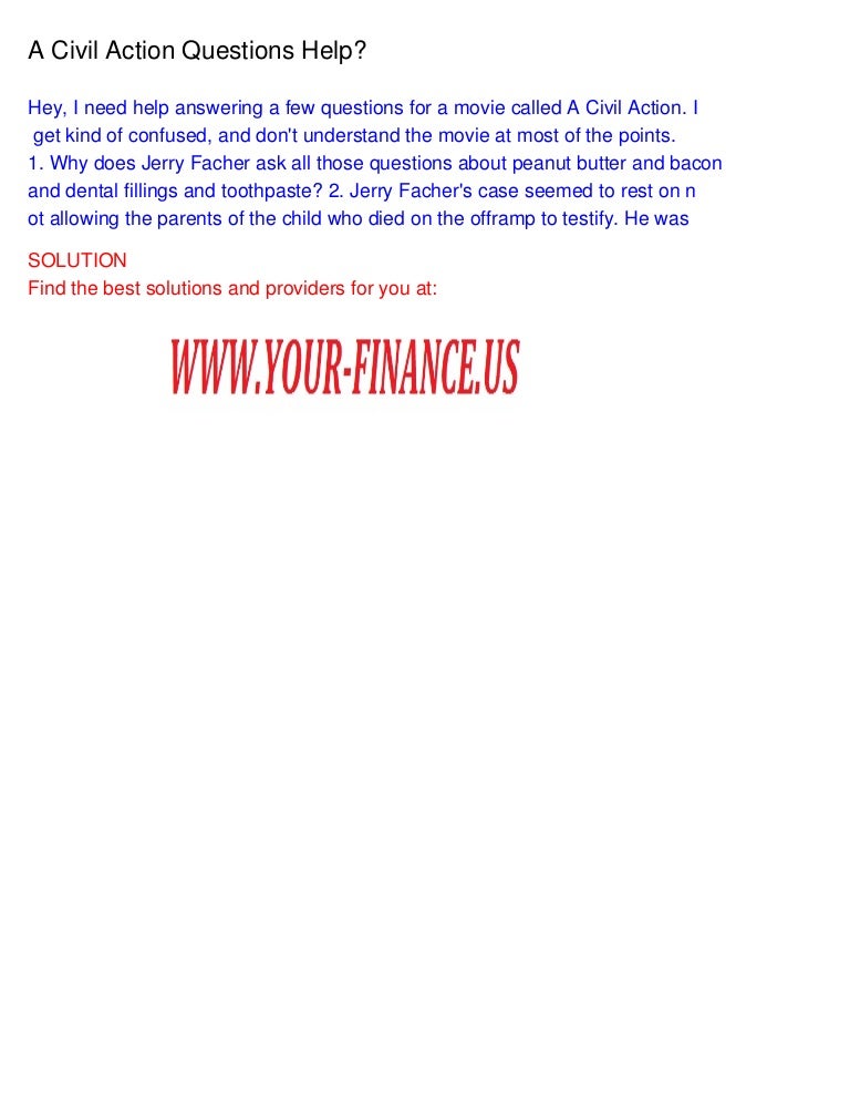 Get A Civil Action Video Question Sheet Answers Pics