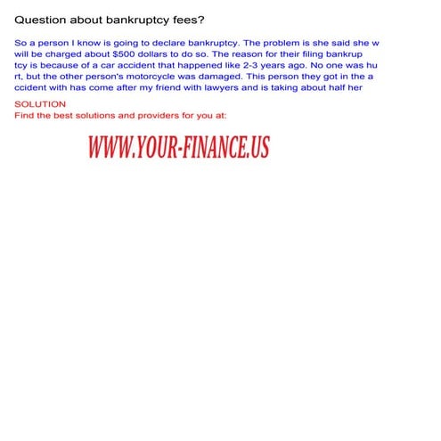 Question about bankruptcy fees?