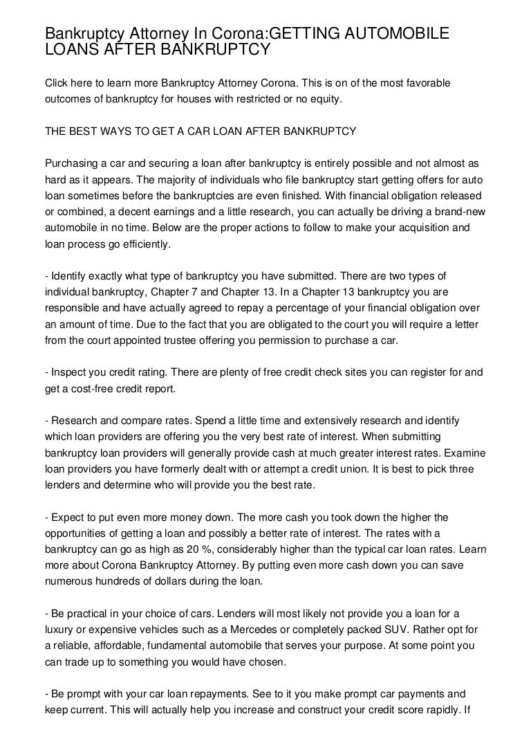 best auto loan after chapter 7