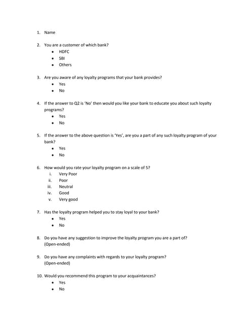 questionnaire for marketing
