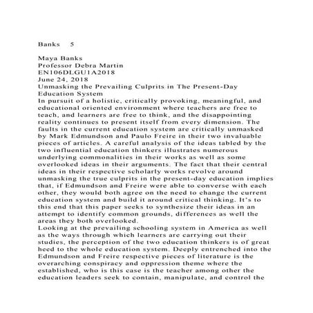 Banks    5Maya BanksProfessor Debra MartinEN106DLGU1A2018.docx