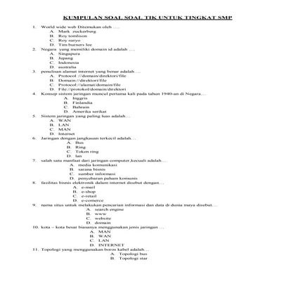Bank soal tik Untuk tingkat SMP